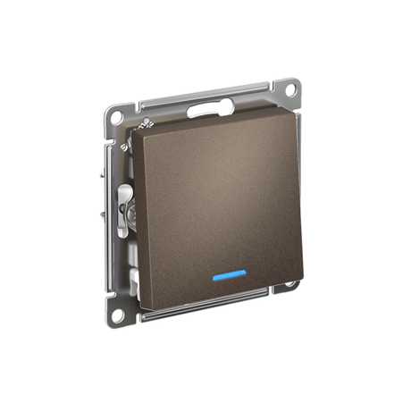 Переключатель одноклавишный ATLASDESIGN с подсветкой схема 6а 10АХ механизам мокко - ATN000663 APC