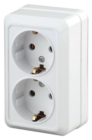 Розетка 2-м ОП Quadro 2Э-204-01 16А IP20 250В 2х2P+E Schuko без монтаж. лапок бел. Intro Б0038842 ЭРА