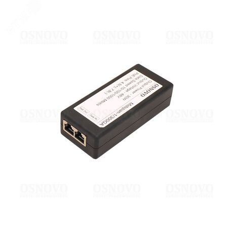 Инжектор PoE 1хRJ45 10/100/1000 Мб/с, 802.3af/at, до 30 Вт, AC 240В, DC 48В - 00013338 OSNOVO sct1072