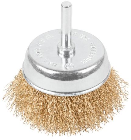 Щетка для дрели, Чашка, латунированная витая проволока 0,3 мм, 75 блистер, Profi - 82-912 РОС
