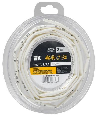 Трубка термоусадочная ТТУ нг-LS 3/1,5 белая (2м/упак) IEK | UDR12-003-D15-002-K01-T