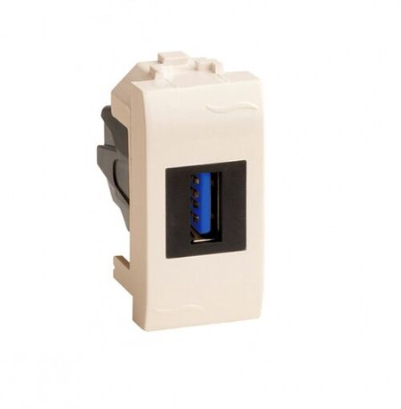 Розетка мультимедийная Brava 1мод. USB 3.0 сл. кость DKC 75300S ДКС