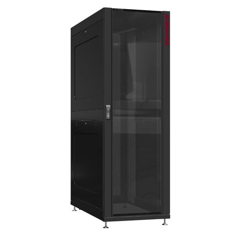 Шкаф серверный 45U 600х1070 передняя дверь: стекло IP41. задняя двустворчатая перфорированная IP20. боковые панели: глухой металл. цвет: черный RAL9005 - NS 6145.9141 SYSMATRIX
