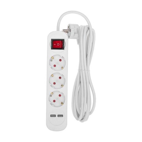 Удлинитель STANDARD 3 гнезда, 3м, 3х1,0мм², с/з, с выключателем, 2 USB, белый | 13-4016 REXANT MEET