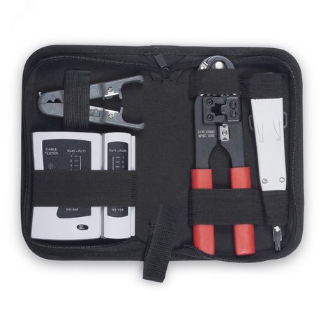Набор инструментов (инструмент обжимной, инструмент для заделки витой пары , зачистка, тестер) - HT-TK-02 Cabeus 9768c