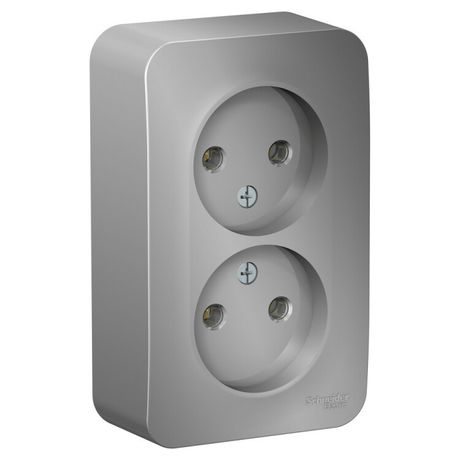 Розетка 2-м ОП Blanca 16А IP20 250В без заземл. защ. шторок алюм. SE BLNRA000203 APC