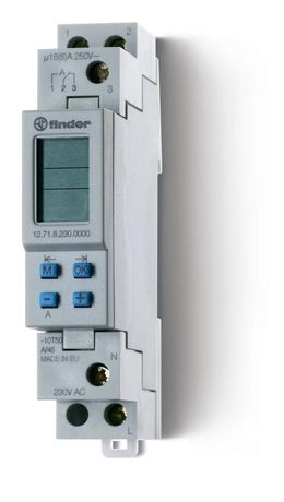 Реле времени цифровое недельное, программируется ПК (012.00), монтаж на рейку 35мм, 1СO 16A, питание 24В АC/DC, ширина 17.8мм, степень защиты IP20 - 12.71.0.024.0000 FINDER 127100240000
