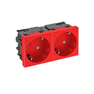 Розетка силовая 33° двойная 2х2К+З Modul45connect, со шторками, 16А 250В красная | 6120489 OBO Bettermann