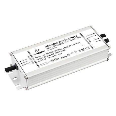 Блок питания ARPV-UH24240-PFC-DALI2-PH (24V, 10.0A, 240W) (ARL, IP67 Металл, 7 лет) | 025689(2) Arlight