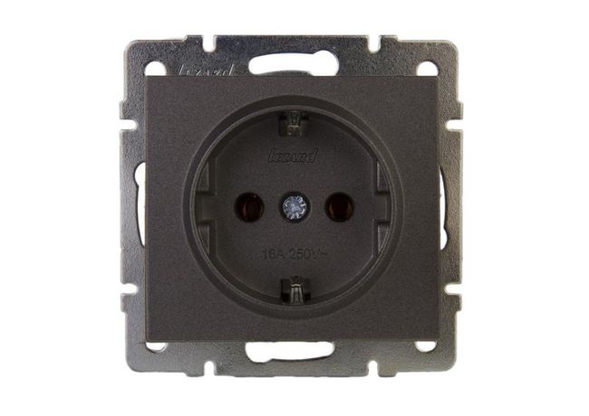 Механизм розетки 1-м Рейн с заземл керам. черн. графит мат. Lezard 703-4188-122