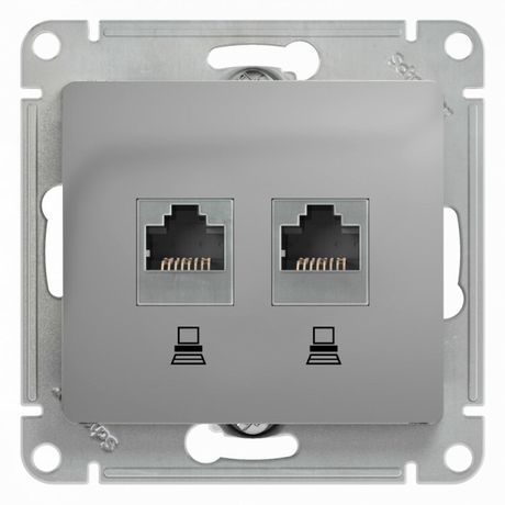 Розетка компьютерная 2-м Glossa RJ45 кат.5E механизм алюм. SE GSL000385KK APC