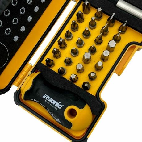 Набор бит HEX/XZN/TX TR/TS/Tri/SPANNER/CLUTCH/BH с рукояткой ERGONIC и битодержателем в кейсе, 30 шт - 02073016 FELO