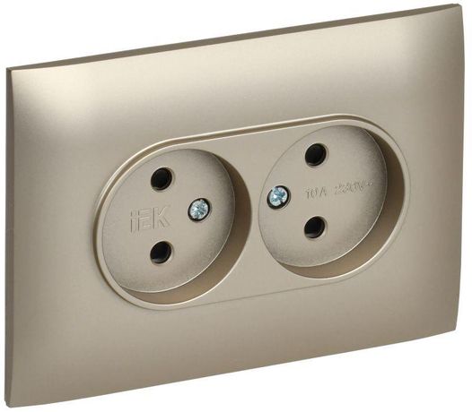 Розетка 2-м SKANDY 10А без заземл. защ. шторки в сборе SK-R09Sh шампань IEK SK-R23-10-K37-F