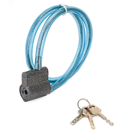 Замок навесной с тросом, СТАНДАРТ ВС2-6-01С (600мм) голубой - 1000 ПТК