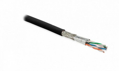 Кабель витая пара экранир. S/FTP кат.7 4 пары 23 AWG ОЖ solid кажд. в фольге общий экран-оплетка PE SFTP4-C7-S23-OUT-PE-BK-500 черн. (уп.500м) Hyperline 444464
