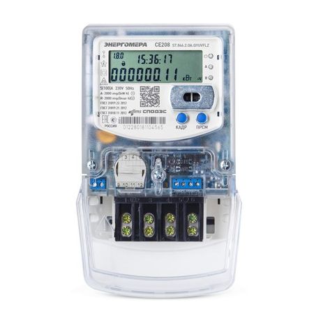 Счетчик однофазный многофункциональный CE208 S7.846.2.OA.QYUVFLZ SPDs с модулем связи RS-485 (РЭБ) - 101002008013403 Энергомера