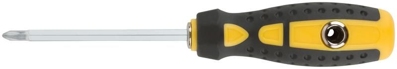 Отвертка с переставным жалом Профи прямая и Т-образная CrV сталь прорезанная ручка 6х130 мм РН2/SL6 - 56230 РОС