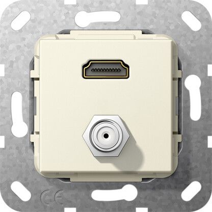 Вставка HDMI и гнездо SAT F-разъем, инвертирующий адаптер, кремовый | 567501 GIRA