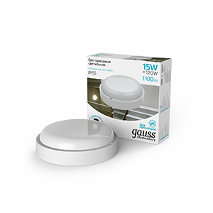 Светильник светодиодный ДБП 15 Вт 1100 лм 4000К AC 220В Белый IP65 круг D140х140мм Пластик ЖКХ Elementary Gauss - 126411215