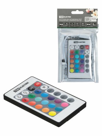 Контроллер для светодиодных лент и модулей RGB-IR-12В-6А-72Вт-IP20, 3 канала, пульт 24 кнопки | SQ0331-0505 TDM