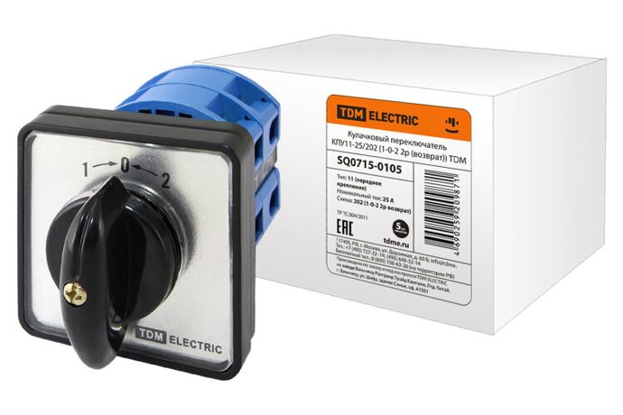 Кулачковый переключатель КПУ11-25/202 (1-0-2 2р (возврат)) | SQ0715-0105 TDM