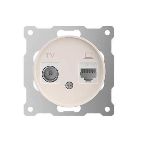 Розетка компьютерная + телевизионная 2-м СП Florence RJ45 TV кат.5E механизм беж. (1E20811301) OneKeyElectro 7700244 ССТ