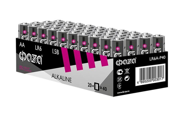 Батарейка LR 6 ФАZА Alkaline Pack-40 арт.5023017 ФАЗА