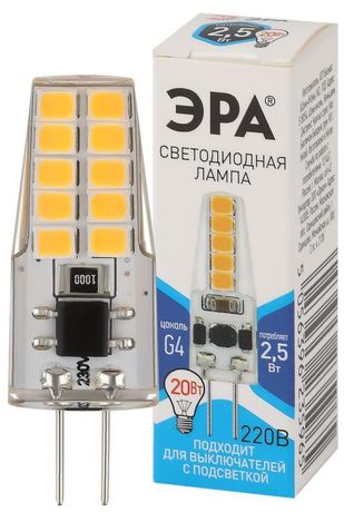 Лампа светодиодная LED 2,5 Вт 200Лм 4000К капсула нейтральный G4 170-265В LED-JC-2,5W-220V-SLC-840-G4 Standart - Б0049092 ЭРА