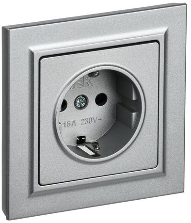 Розетка СП BRITE РСР14-1-0-БрА 16А в сборе с заземл. защ. шторки алюм. IEK BR-R14-16-K47-F