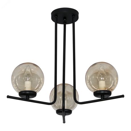 Светильник потолочный НПБ 01-3х40-225 Е14 Лоу 131 черн.муар(Плафон 7590) [ИМ] - 1005405119 Элетех