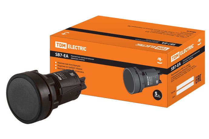 Кнопка переключатель SB7-EA25 d22мм 1з+1р черная | SQ0746-0020 TDM