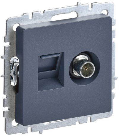 Розетка компьютерная + телевизионная 2-м BRITE РТВ/РК12-БрМ RJ45 кат.5E TV механизм маренго IEK BR-AK20-1-K35