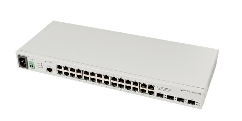 Коммутатор Ethernet 24 порта 10/100/1000BASE-T 4 10/100/1000BASE-T/100BASE-FX/1000BASE-X Combo L2 220В AC 12В DС ELTEX MES2428B