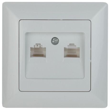 Розетка информационная 2xRJ45, СУ, Solo, белый, 4-304-01 - Б0043389 ЭРА