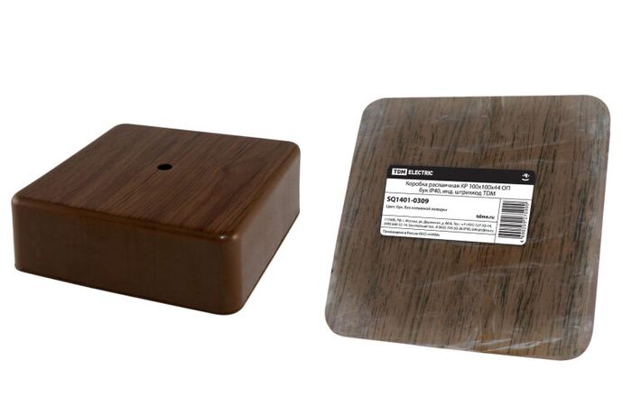 Коробка распределительная КР 100х100х44 о/п бук IP40, инд. штрихкод | SQ1401-0309 TDM