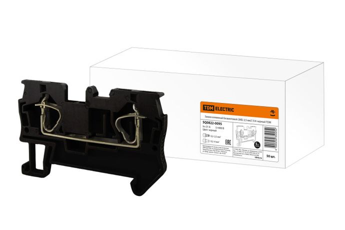 Зажим клеммный безвинтовой (ЗКБ) 2,5 мм2 31А черный | SQ0822-0095 TDM