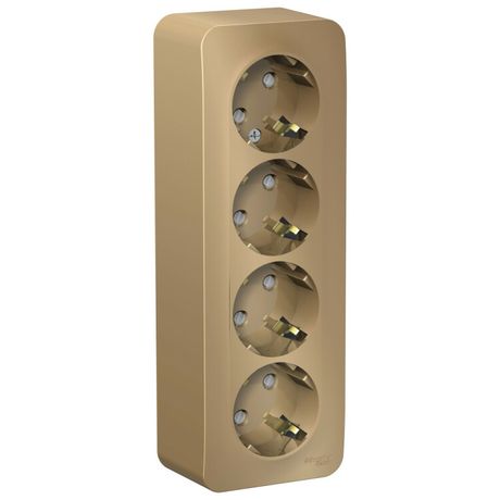 Розетка BLANCA наружная четырехпостовая, с заземлением, со шторками, изолирующей пластиной, 16А, 250В, титан - BLNRA011414 APC