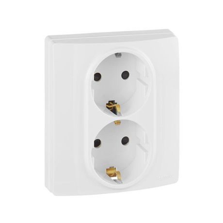 Розетка двойная с заземлением - Legrand Inspiria со шторками в сборе 16А 250В безвинтовые зажимы белый | 673755