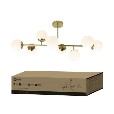 Светильник AURORA LUNA-8G9-LT 8xG9 потолочн. под лампу; плафоны матов./корпус латунный IN HOME 4690612062778