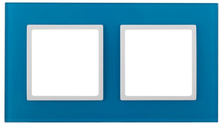 Рамка для розеток и выключателей голубой стекло ЭРА Elegance 14-5102-28 - Б0034500