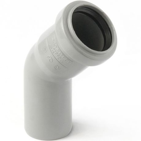 Отвод 40 45 град, для внутренней канализации, серый - 110445 PRO AQUA