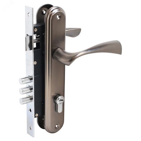 Замок врезной БУЛАТ ЗВ4-3.03.03 НОМОС графит 5 перф.кл. с/руч - 13967 ПТК