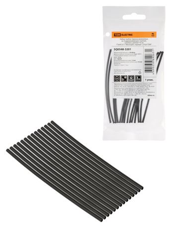 Набор трубок термоусаживаемых, клеевых "Моноцвет, черный 1,5/0,6 " | SQ0548-3201 TDM