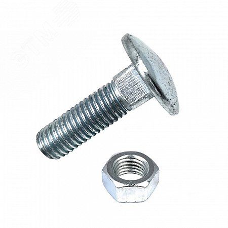 Болт DIN603 мебельный оцинк. М6х40 с гайкой (8 шт) - пакет Tech-Krep 108762