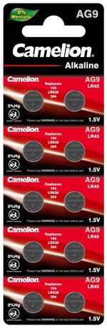 Элемент питания алкалиновый "таблетка" LR936/394A/194/G 9 Mercury Free AG9-BP0%Hg для часов BL-10 (блист.10шт) Camelion 12817