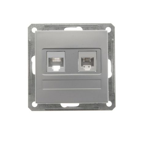 Розетка информационная + телеф. 2-м СП W59 CAT.5E без рамки мат. хром SchE RSI-251TK5E-5-86 APC
