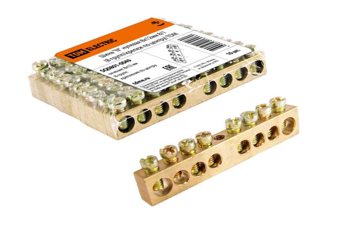 Шина "N" нулевая 8х12мм 8/1 (8 групп/крепеж по центру) | SQ0801-0049 TDM