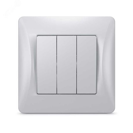 Выключатель трехклавишный Ugra, механизм, 10А, 250В, серебро - С11В3-004 GUSI