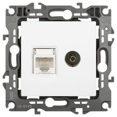 Розетка компьютерная + телевизионная Эра12 12-3110-01М RJ45 TV бел. матов. Эра Б0065691