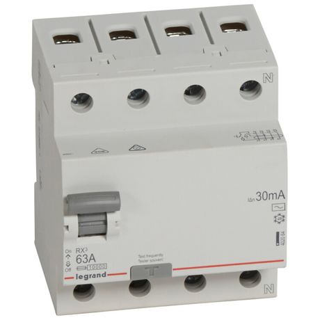 Выключатель дифференциальный (УЗО) RX3 4п 63А 30мА тип AC | 402064 Legrand